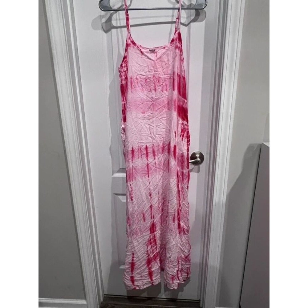 Daytrunk Women’s Pink Tie Dye Maxi Dress Spaghetti Strap Sleeveless Size Large
